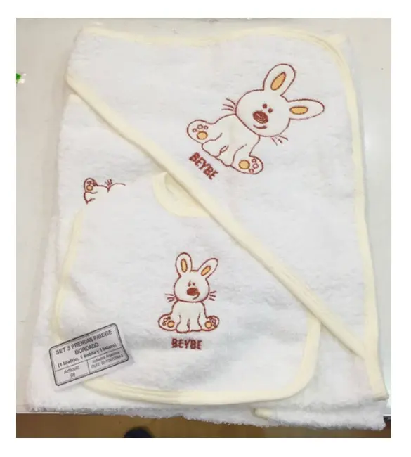 Set de 3 Piezas Toallon Babita y Babero  Para Bebe