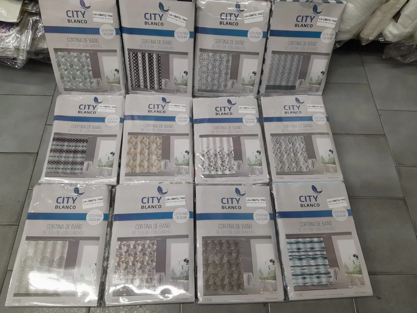 Cortina De Baño City Blanco Teflon Estampada V/Diseños