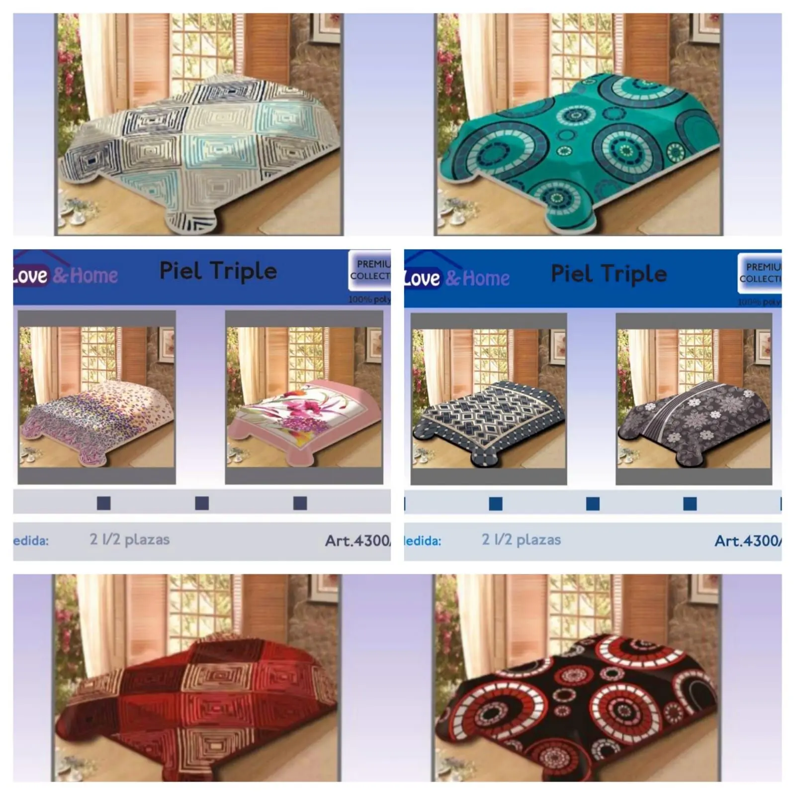 Frazada Triple Con Corderito Love & Home 1 1/2 Plazas V/Diseños