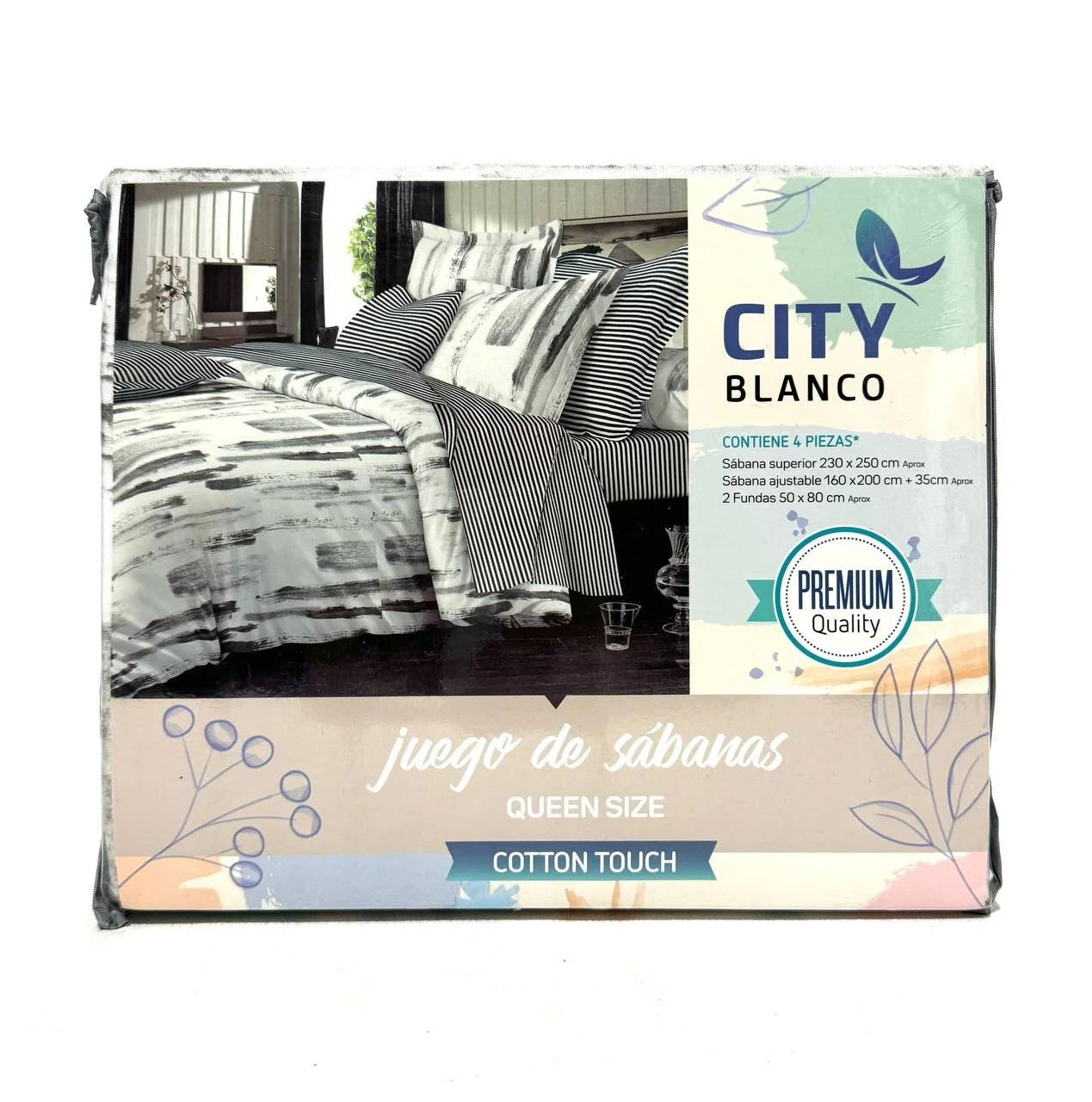 Juego De Sabanas City Blanco 2 1/2 Plazas V/Diseños