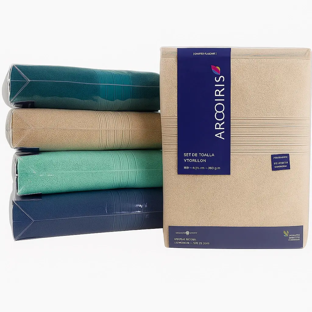 Juego De Toalla y Toallon Arcoiris Tim 500Gr 100% Algodon V/Colores