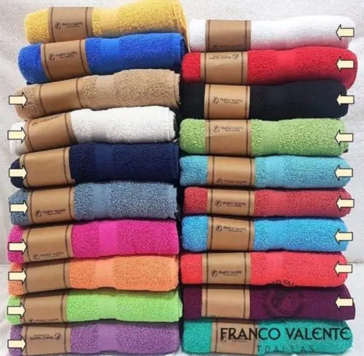 Juego De Toalla y Toallon Franco Valente 100% Algodon V/Colores