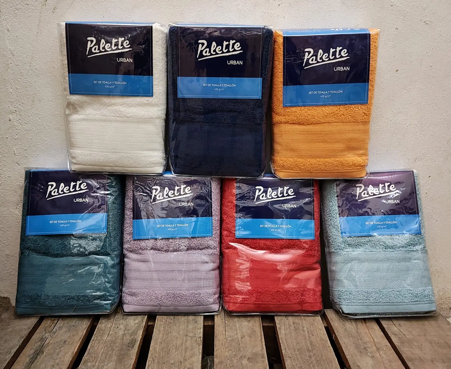 Juego De Toalla y Toallon Palette 420Gr 100% Algodon V/Colores