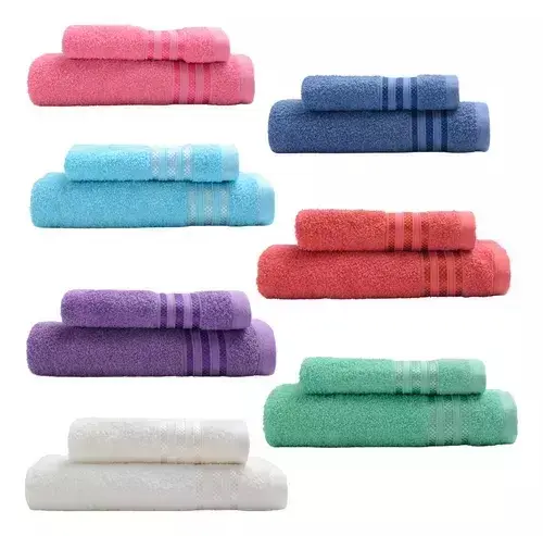 Juego Toalla y Toallon Fantasia 380 grs 100% Algodon V/Colores